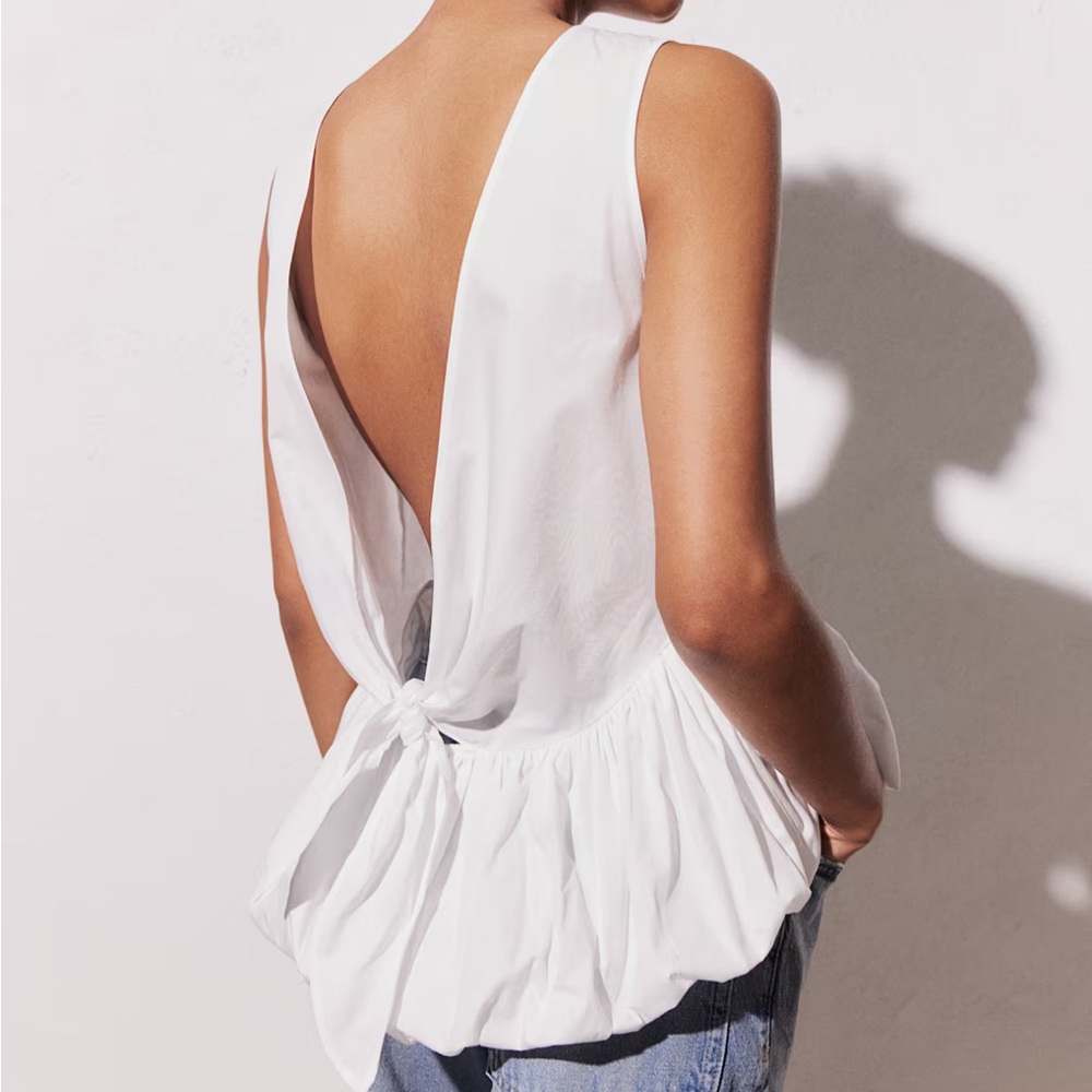 H&M Tie Detail Bubble Hem Top